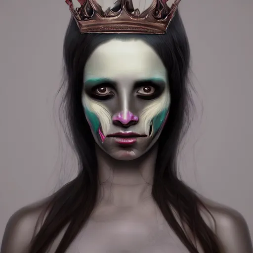 Prompt: A very detailed horrifying portrait painting of the princess of darkness, inverted skin colors, occult, 8k, trending on artstation cgsociety, masterpiece, in the style of DiscoDiffusion.