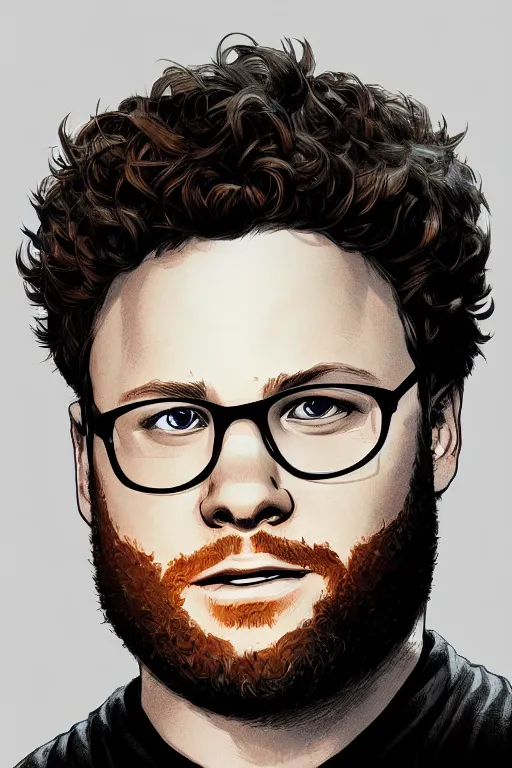 Image similar to seth rogen, manga cover art, detailed color portrait, artstation trending, 8 k, greg rutkowski