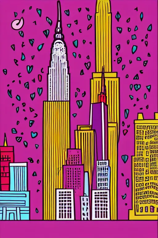 Image similar to minimalist boho style art of colorful new york, illustration, vector art