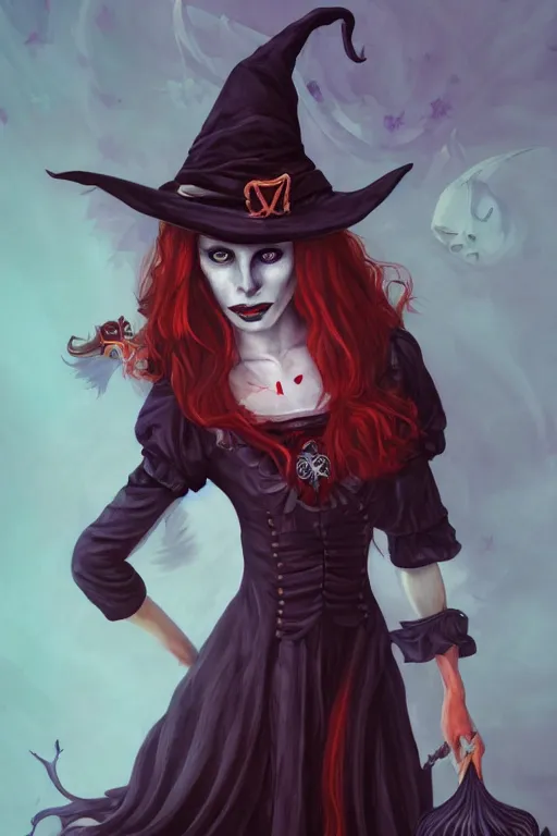 Image similar to portrait of a witch, american mcgee's alice, sharp focus, artstation, trending, by julie dillon, luis melo, tyler miles lockett, lei jin, hong lei, ken wong, adam narozanski, joy ang