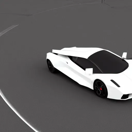 Image similar to a low poly object of a supercar positioned in the center of the image on the white background, unreal engine