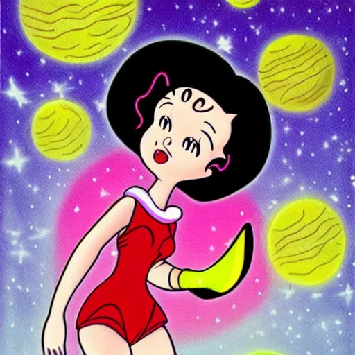 Prompt: Liminal space in outer space, Betty Boop style, colorized