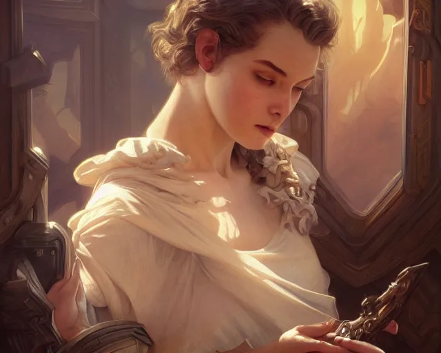 Image similar to photography of angela barrett, deep focus, d & d, fantasy, intricate, elegant, highly detailed, digital painting, artstation, concept art, matte, sharp focus, illustration, hearthstone, art by artgerm and greg rutkowski and alphonse mucha