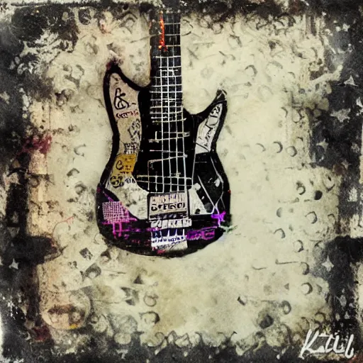 Prompt: rock n roll, mixed media