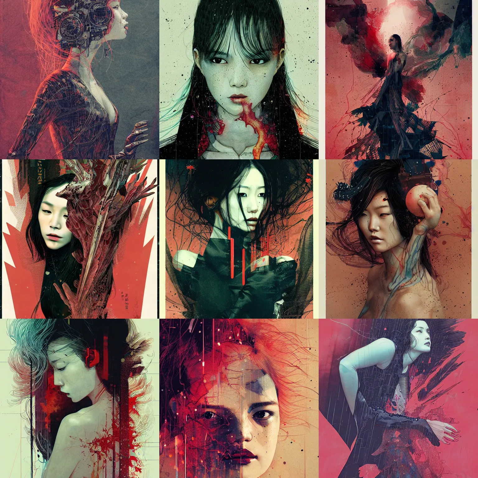 Prompt: lee jin - eun soaring vicious thunderstorms of thunder and lightnijg in cyberpunk theme by conrad roset, nicola samuri, dino valls, m. w. kaluta, rule of thirds, seductive look, beautiful