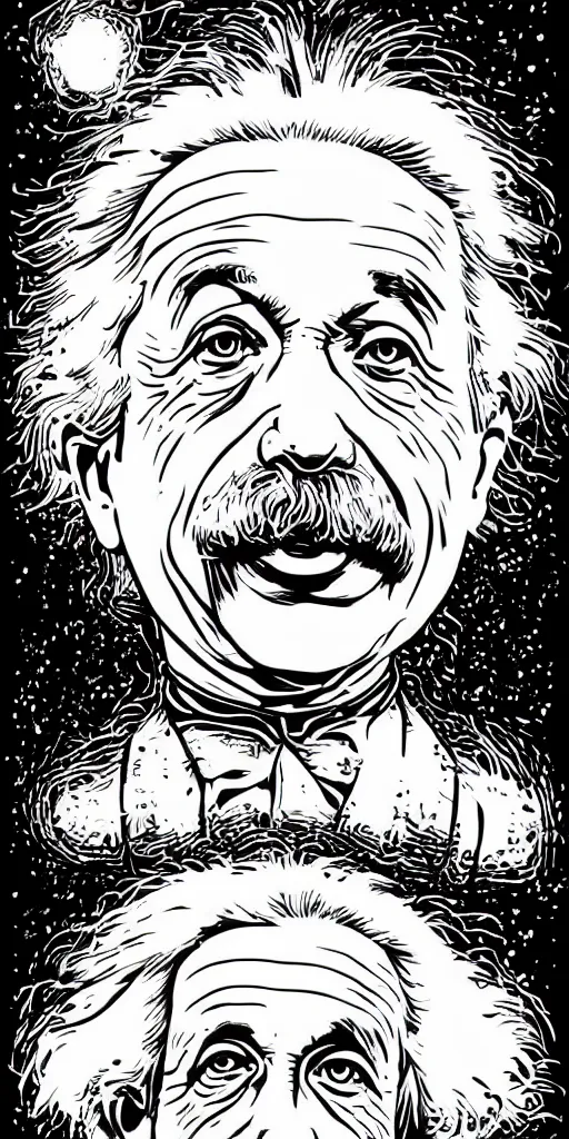 Image similar to portrait of albert einstein in front of a space - time diagram, by laurie greasley