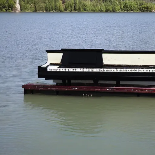 Image similar to a piano floating on a barge