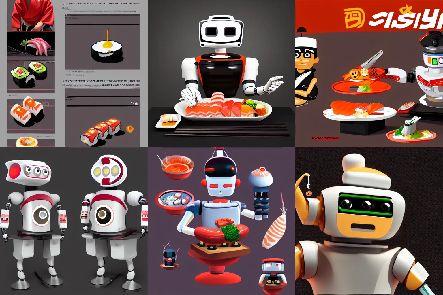 Prompt: sushi robot chef, trending on artstation