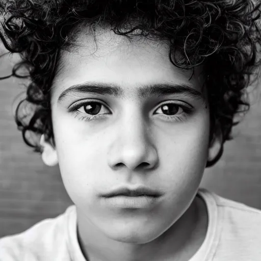 Image similar to “portrait of Teenage Mexican boy with curly hair and blue eyes”