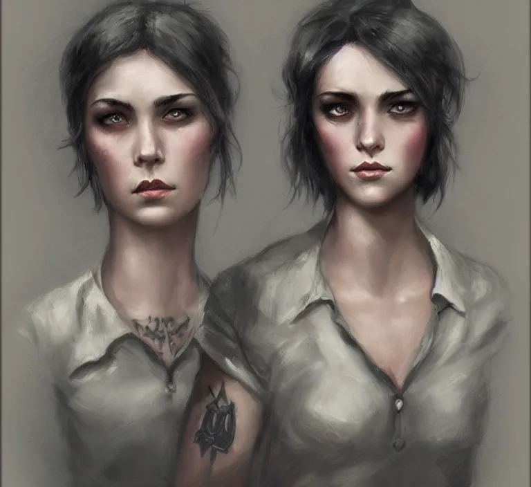 Image similar to a rugged female marine in the style of tom bagshaw