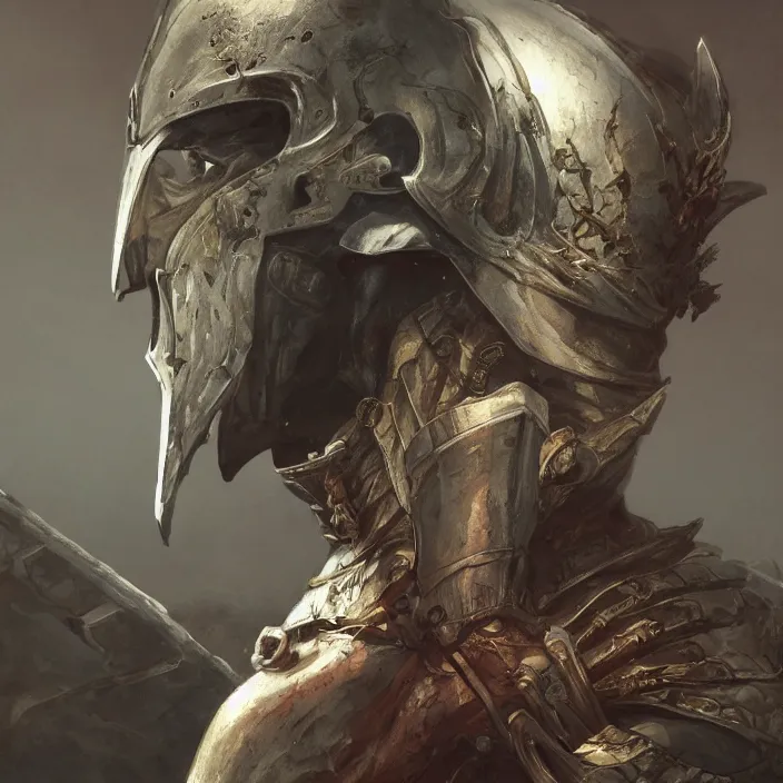 Image similar to beautiful illustrated portrait of the the undead legionnaire (Dark Souls 3), painted, 4k artwork, trending on artstation, octane render, art by artgerm and greg rutkowski and alphonse mucha and craig mullins and James Jean and Andrei Riabovitchev and Marc Simonetti and peter mohrbacher