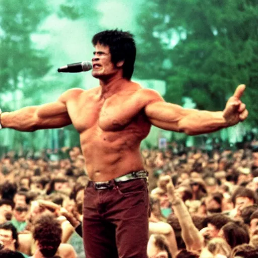 Image similar to hulk performing at woodstock