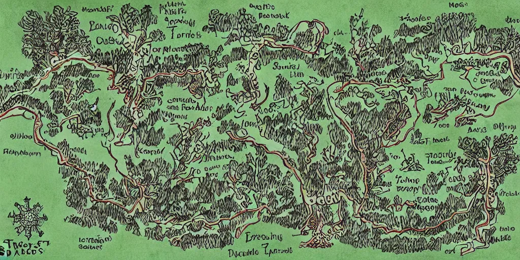 Image similar to A hand drawn map of the great forest