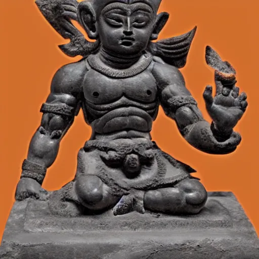 Prompt: photo of fragmented Bronze Babylonian sculpture of Goku made of Bronze, Bronze!!