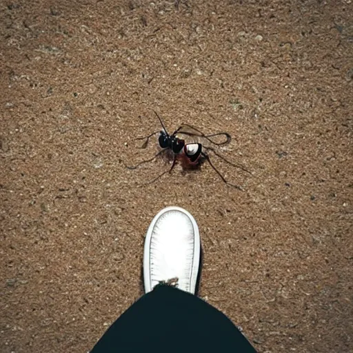 Prompt: a shoe from the perspective of an ant