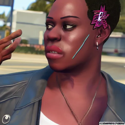 Prompt: gay Black woman as a GTA 6 character
