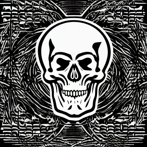 Image similar to death metal themed skull shaped microphone vector logo for a record label, dark, horrorcore, grunge, dark forest, ent, symmetrical golden ratio