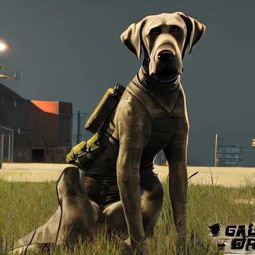 Prompt: tactical great Dane dog , escape from tarkov