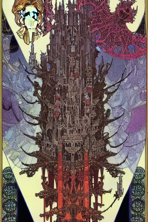 Image similar to !dream castle by Philippe Druillet and Mucha