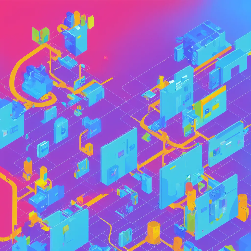 Image similar to a simple micro-service deployed to a datacenter, cloud, security, attack vector, trending on Artstation, painting by Jules Julien, Leslie David and Lisa Frank, muted colors with minimalism