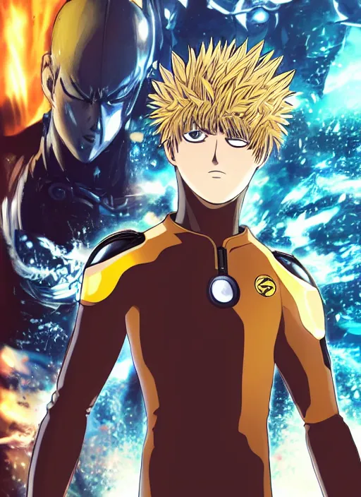 Image similar to A full portrait photo of real-life genos from one punch man, f/22, 35mm, 2700K, lighting, perfect faces, award winning photography.