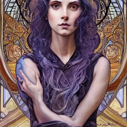 Prompt: an art nouveau, multi - ethnic and multi - racial portrait in the style of charlie bowater, and in the style of donato giancola, and in the style of charles dulac. very large, clear, expressive, intelligent eyes. symmetrical, centered, ultrasharp focus, dramatic lighting, photorealistic digital painting, intricate ultra detailed background.
