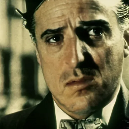 Image similar to A still of Ronald Mc Donald in The Godfather, cinematic lighting