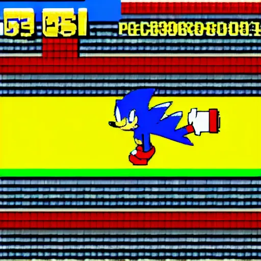 Prompt: Sonic the Hedgehog 16-bit pixel art official Sega