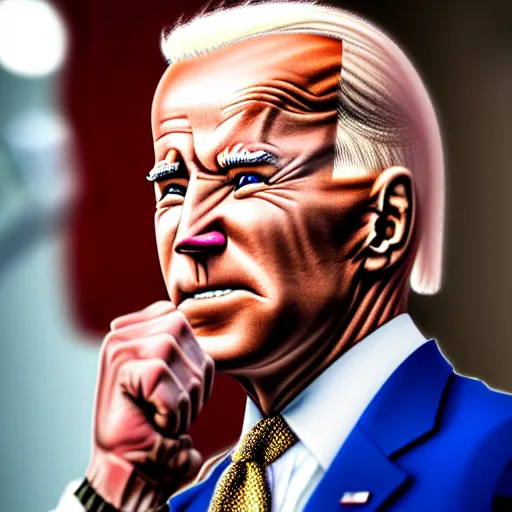 Prompt: muscular joe biden ( ( ( (, highly detailed, high quality, hd, 4 k, 8 k, canon 3 0 0 mm, professional photographer, 4 0 mp, lifelike, top - rated, award winning, realistic, sharp, no blur, edited, corrected, trending ) ) ) )