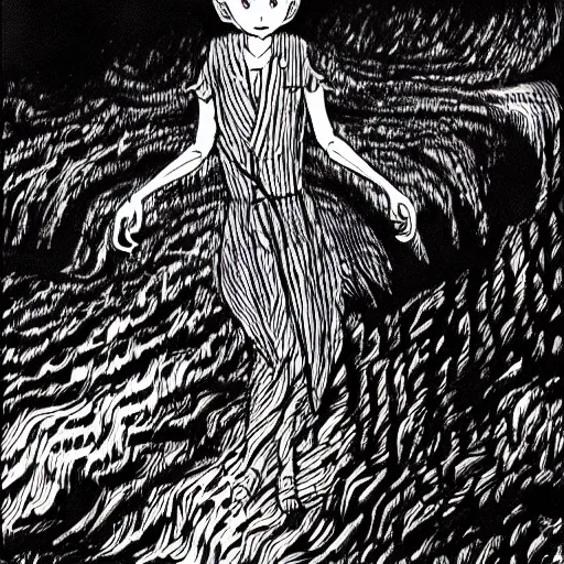 Prompt: river styx as depicted by junji ito, manga, 1 0 8 0 p,