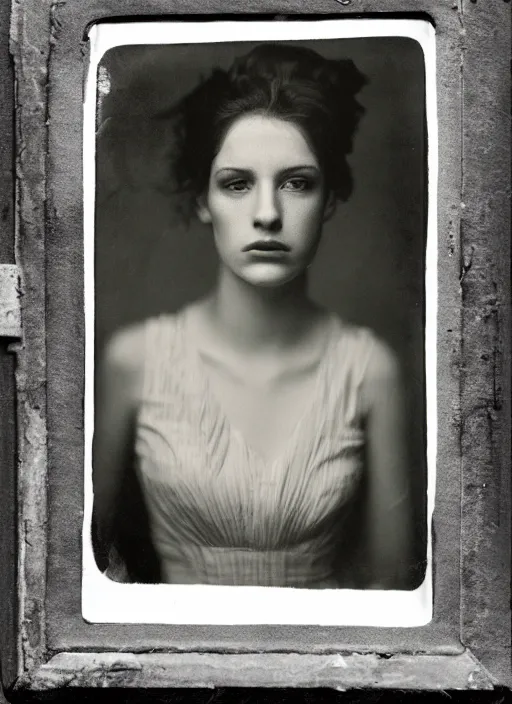 Prompt: portrait of a young irish women, photo realistic, elegant, award winning photograph, parallax, cinematic lighting, ambrotype wet plate collodion by richard avedon and shane balkowitsch