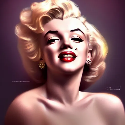 Prompt: beautiful portrait of marilyn monroe, natural beauty expressive pose, fantasy, intricate, elegant, highly detailed, digital painting, artstation, concept art, smooth, sharp focus, luxury fashion illustration, art by artgerm and greg rutkowski and alphonse mucha, brightly lit cinematic soft lighting, photorealistic