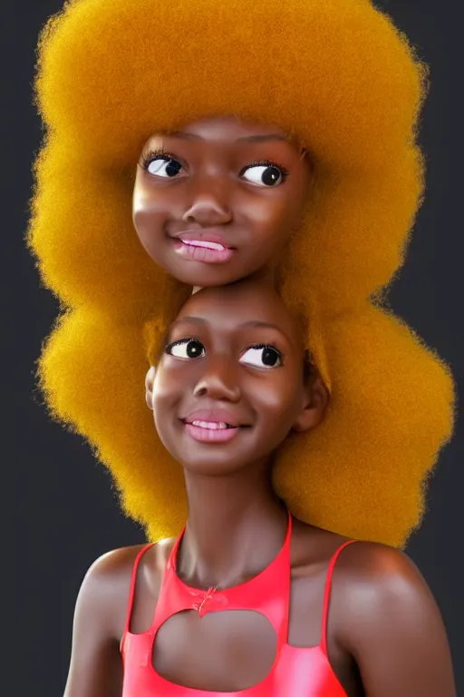 Prompt: a centered render of a cute super cool afro disco girl from the seventies, by dreamworks, by pixar, by viktoria gavrilenko, by leticia gillett, by artgerm, perfect face, 3 d, 8 k