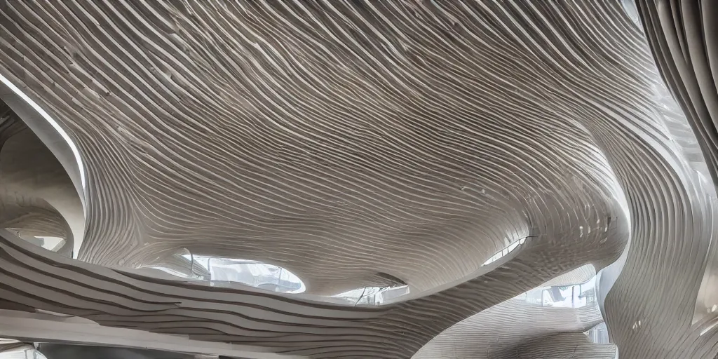 Prompt: extremely detailed stunning beautiful futuristic smooth curvilinear museum interior