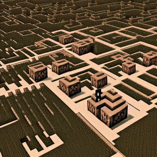 Image similar to a minecraft village in a desert biome. 3 5 mm studio photograph by artem demura.