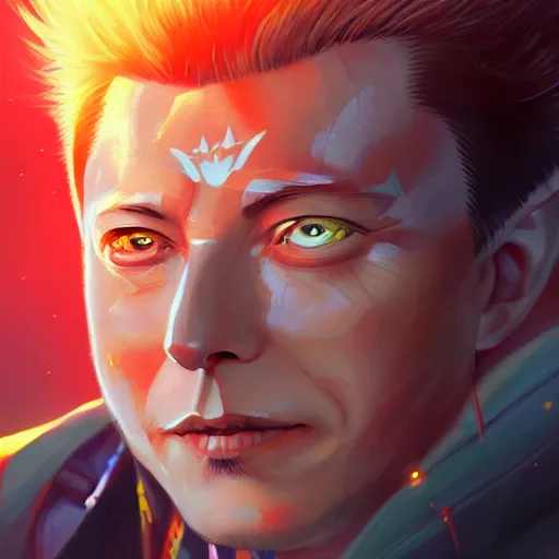 Prompt: anime portrait of Elon Musk as a shaman yedi using dark force to eliminate trump as an anime antagonist by Stanley Artgerm Lau, WLOP, Rossdraws, James Jean, Andrei Riabovitchev, Marc Simonetti, and Sakimichan, trending on artstation