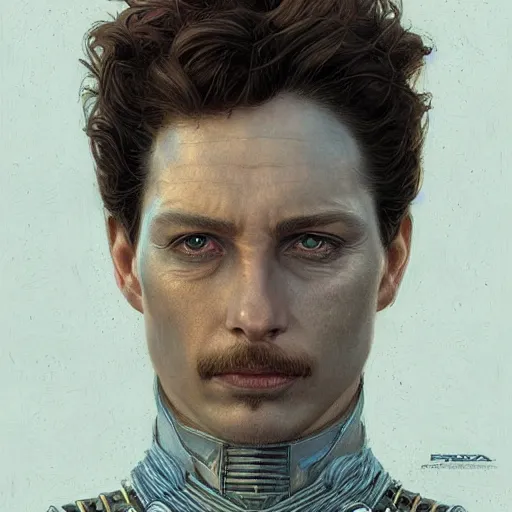 Image similar to paul atreides from dune, closeup portrait art by donato giancola and greg rutkowski, realistic face, digital art, trending on artstation, symmetry!!