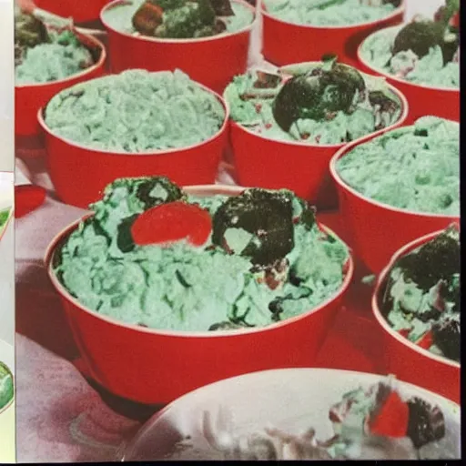 Prompt: color picture of Watergate Salad from 1970's cookbook