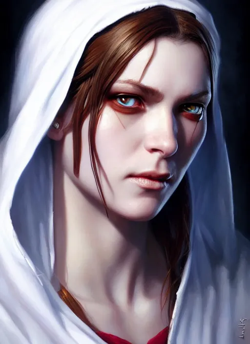 Image similar to a _ fantasy _ style _ portrait _ painting _ of white female with scar under left eye, holy oil _ painting _ unreal _ 5 _ daz. _ rpg _ portrait _ extremely _ detailed _ artgerm _ greg _ rutkowski _ greg