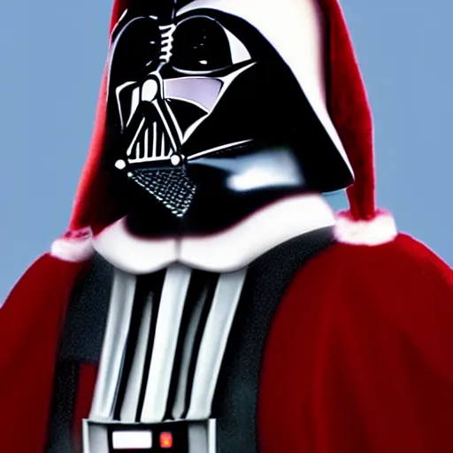 Image similar to A realistic photo of Darth Vader dressed as Santa