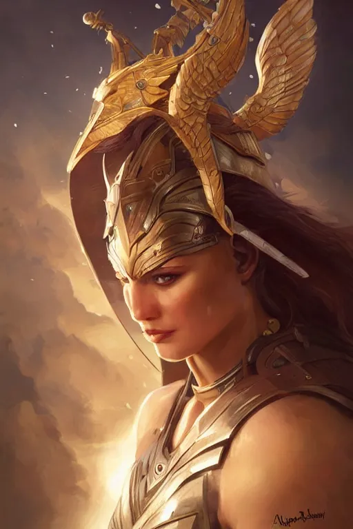 Image similar to amazon valkyrie athena, d & d, fantasy, portrait, highly detailed, headshot, digital painting, trending on artstation, concept art, sharp focus, illustration, art by artgerm and greg rutkowski and magali villeneuve