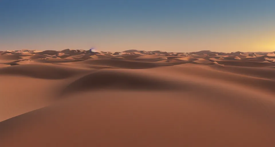 Image similar to a matte painting of desert dunes with blue light falling on them, trending on artstation