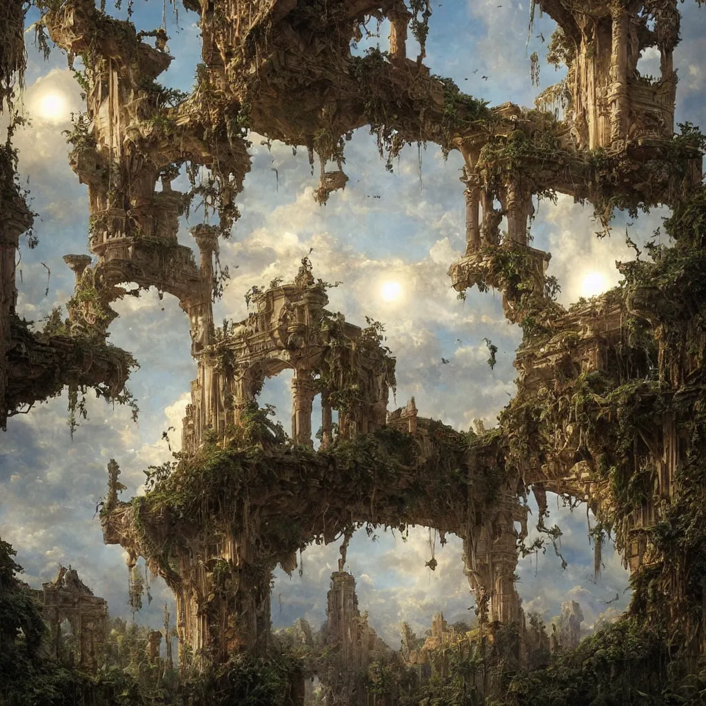 Image similar to a sending down from him who created the earth and the lofty heavens, overdetailed art, by ferdinand knab, by greg rutkowski, magic