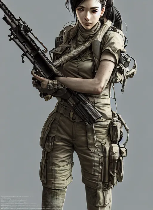 Image similar to the hyperrealistic portrait of lawful neutral female futuristic marine sniper as absurdly beautiful, gorgeous, elegant, young anime girl, an ultrafine hyperdetailed illustration by kim jung gi, irakli nadar, intricate linework, bright colors, octopath traveler, final fantasy, unreal engine 5 highly rendered, global illumination, radiant light, detailed and intricate environment