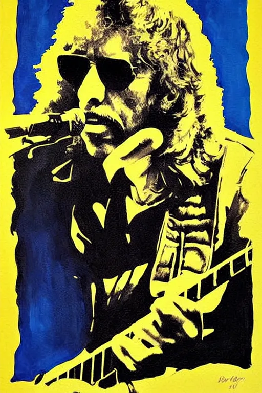 Image similar to Poster artwork, painting of Duane Allman by Bob Dylan