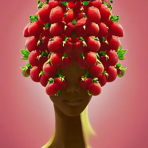 Image similar to ultra detailed two halle berry shaped exactly like berries on a tree duplicate rendered by octane digital painting inspired by arcimboldo