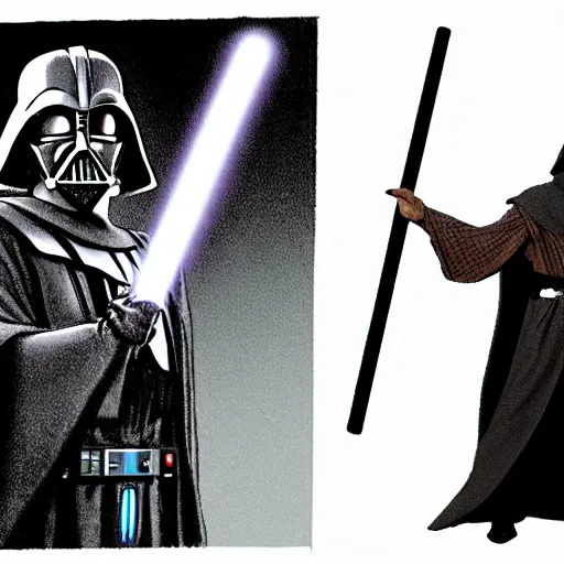 Image similar to gandalf vs darth vader,