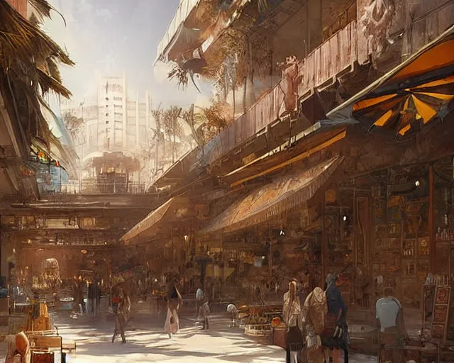 Image similar to a mall in the style of ancient babylon, art by greg rutkowski and artgerma, stunning concept art, interior design architecture