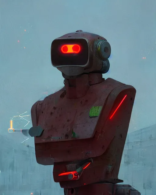 Prompt: painting of a lenin cyborg with laser shooting eyes by stalenhag and beeple