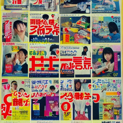 Prompt: bright japanese magazine advertisements